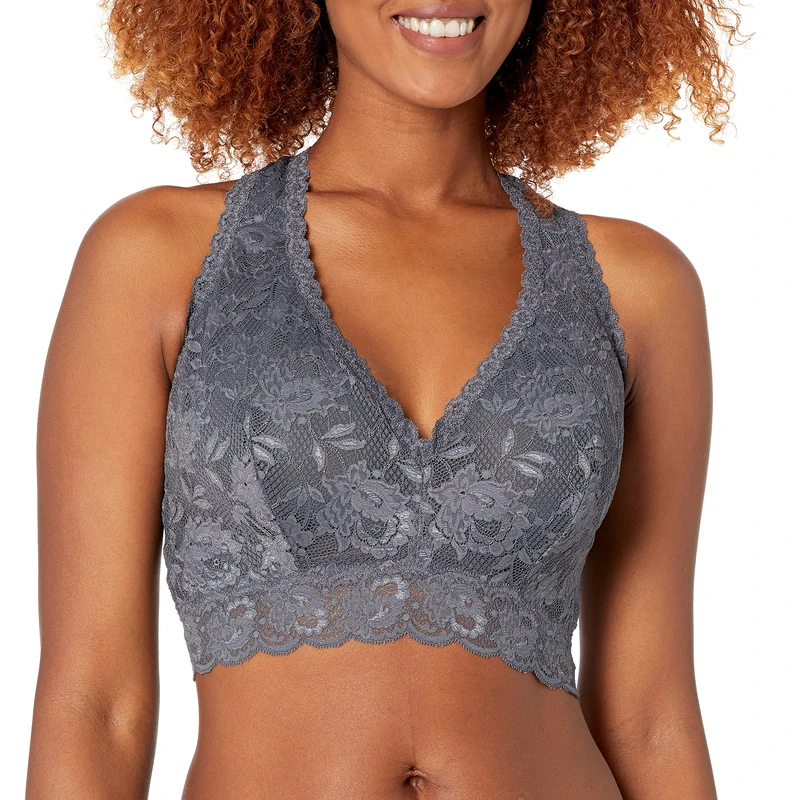Cosabella Women's Say Never Curvy Racie Racerback Bralette Plunge Bra, Anthracite, M