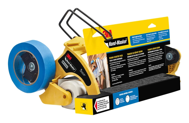 3M Hand-Masker Pre-assembled Masking Film & Tape M3000 - Use on Windows, Doors, Bathtubs and Other Surfaces - Protects Surfaces from Paint Splatters