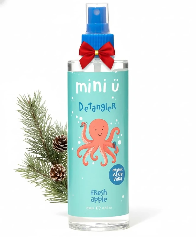 Mini U Kids Detangler Spray with Aloe Vera Juice - Fresh Apple Scented Hair Detangling Spray for Knots & Tangles - Vegan Hair Products for Children - 250 ml