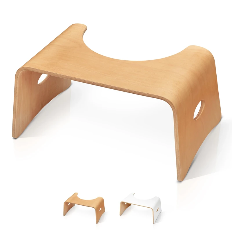 Well Care Wooden Toilet Stool for adults Varnished - Bathroom Foot Step for Squatting - Stoolie for Squat posture to relieve Constipation - Made in France from sustainable wood - WC Poop bench