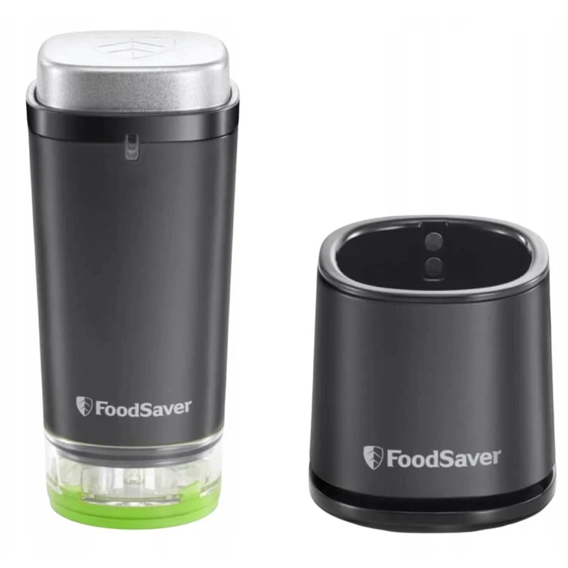 FoodSaver Handheld Cordless Food Vacuum Sealer Machine | with Charging Dock, 1 Vacuum Container & 10 Zipper Vacuum Bags | Black/Silver [VS1199X]
