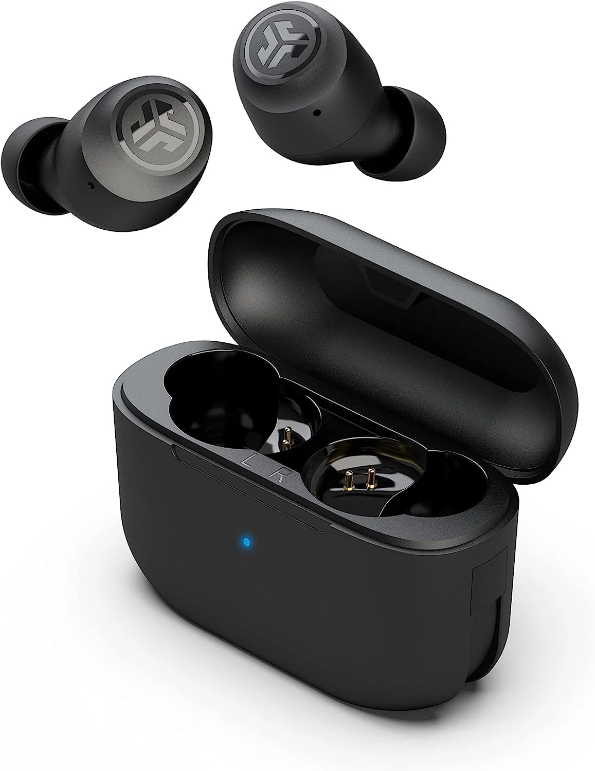 JLab Go Pop+ True Wireless Earbuds, In Ear Headphones, Bluetooth Earphones, Ear Buds with 32H Playtime, Bluetooth Earbuds with Microphone, USB Charging Case, Dual Connect, EQ3 Sound, Black