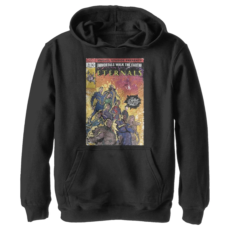 Marvel Boy's Vintage Style Comic Cover Hoodie, Black, L