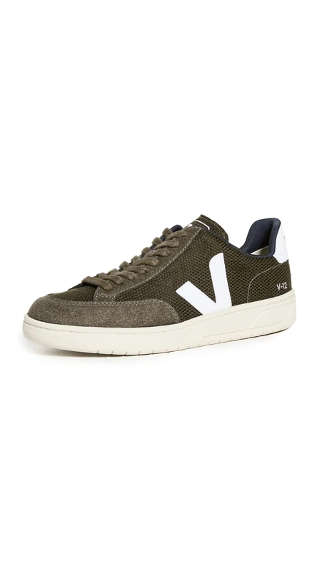 Veja V-12 Leather Sneakers - Retro-Cut Fashion Trainers