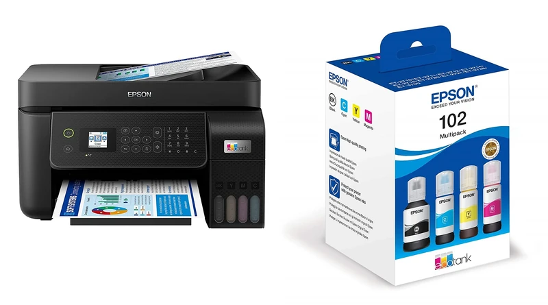 Epson EcoTank ET-4800 Print/Scan/Copy Wi-Fi Printer, Black with Additional Ink Multipack