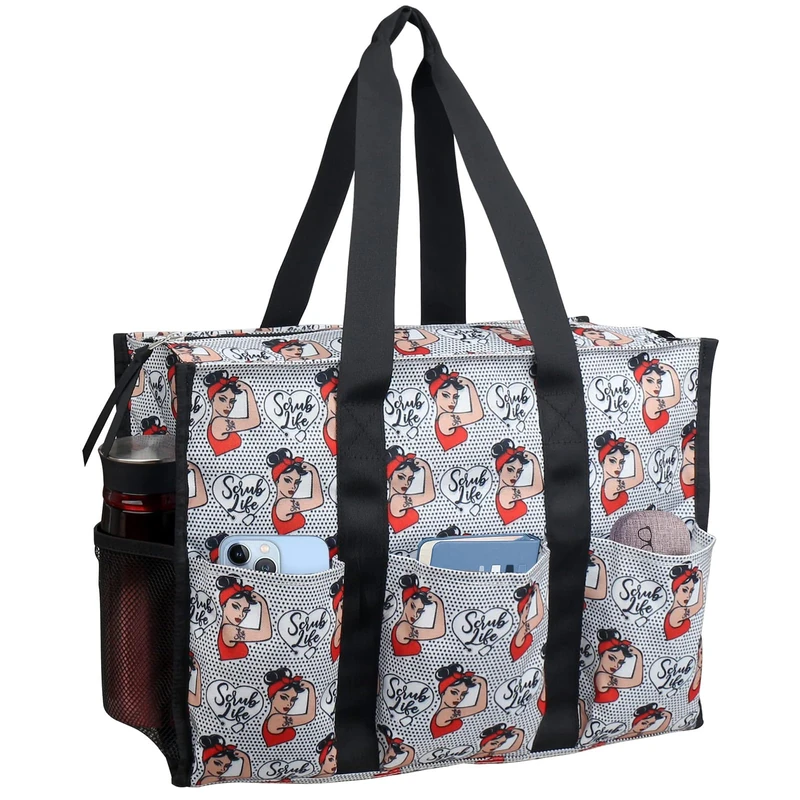 ABAMERICA Nurse Bags for Nursing Work Bag Utility Tote for Women Zip Top Waterproof Organization Clinic Bag for Nursing Students, I01