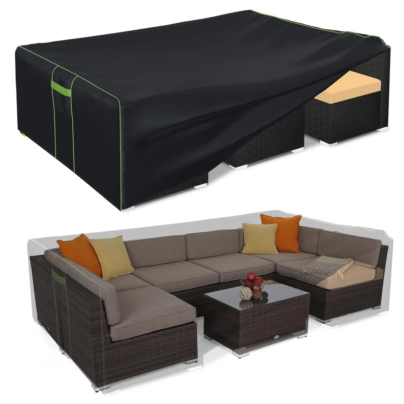 HIGHTQURO Patio Furniture Covers Waterproof Oxford Fabric Outdoor Sectional Sofa Set Covers Outdoor Table and Chair Set Covers 126" L×126" W×28" H