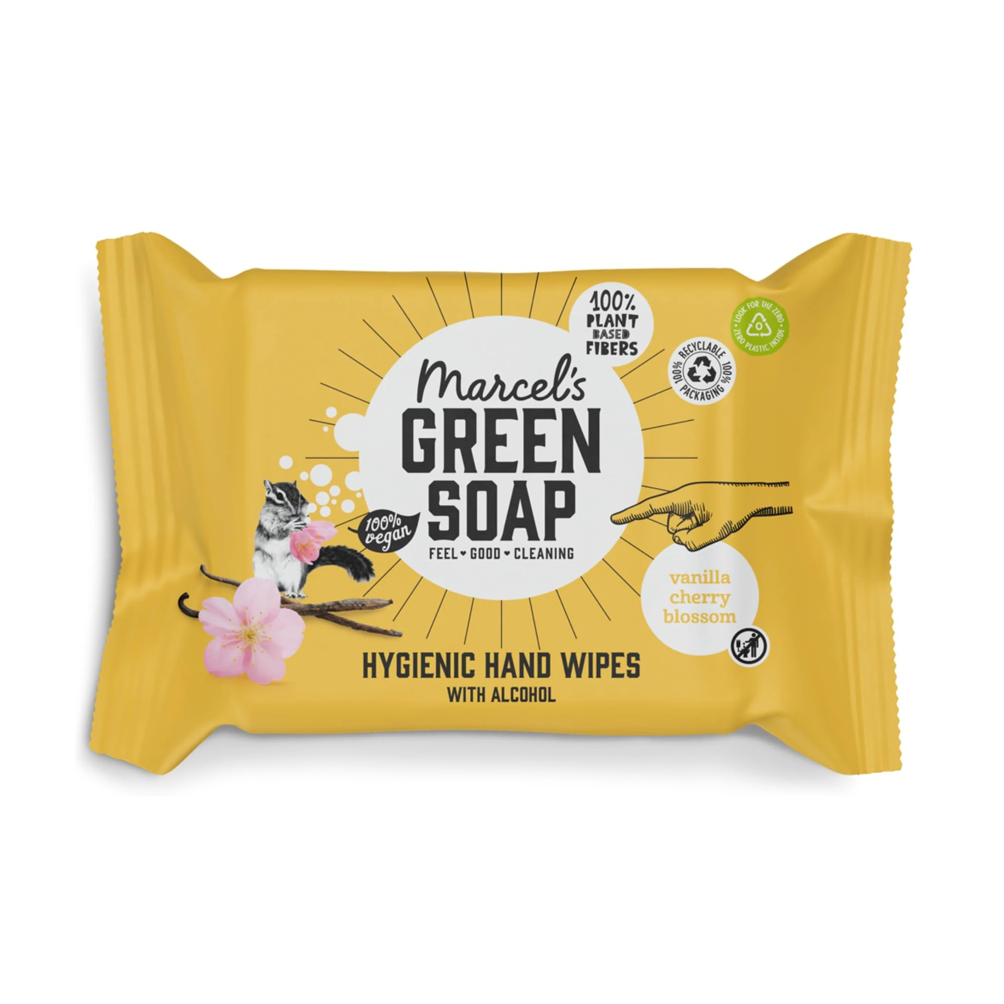 Marcel's Green Soap Hygienic Wet Wipes for Hands - Vanilla & Cherry Blossom - Plant Based