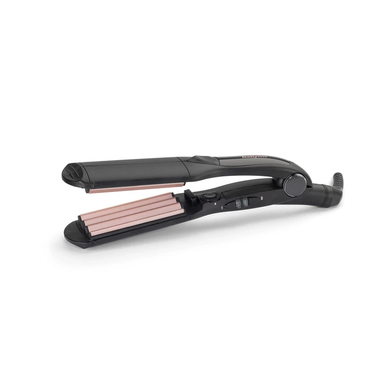 BaByliss Hair Crimper - Tourmaline Ceramic Coated Crimping Iron, 10 Heat Settings up to 210°C, Professional Styling Tool, Black, 2165CU