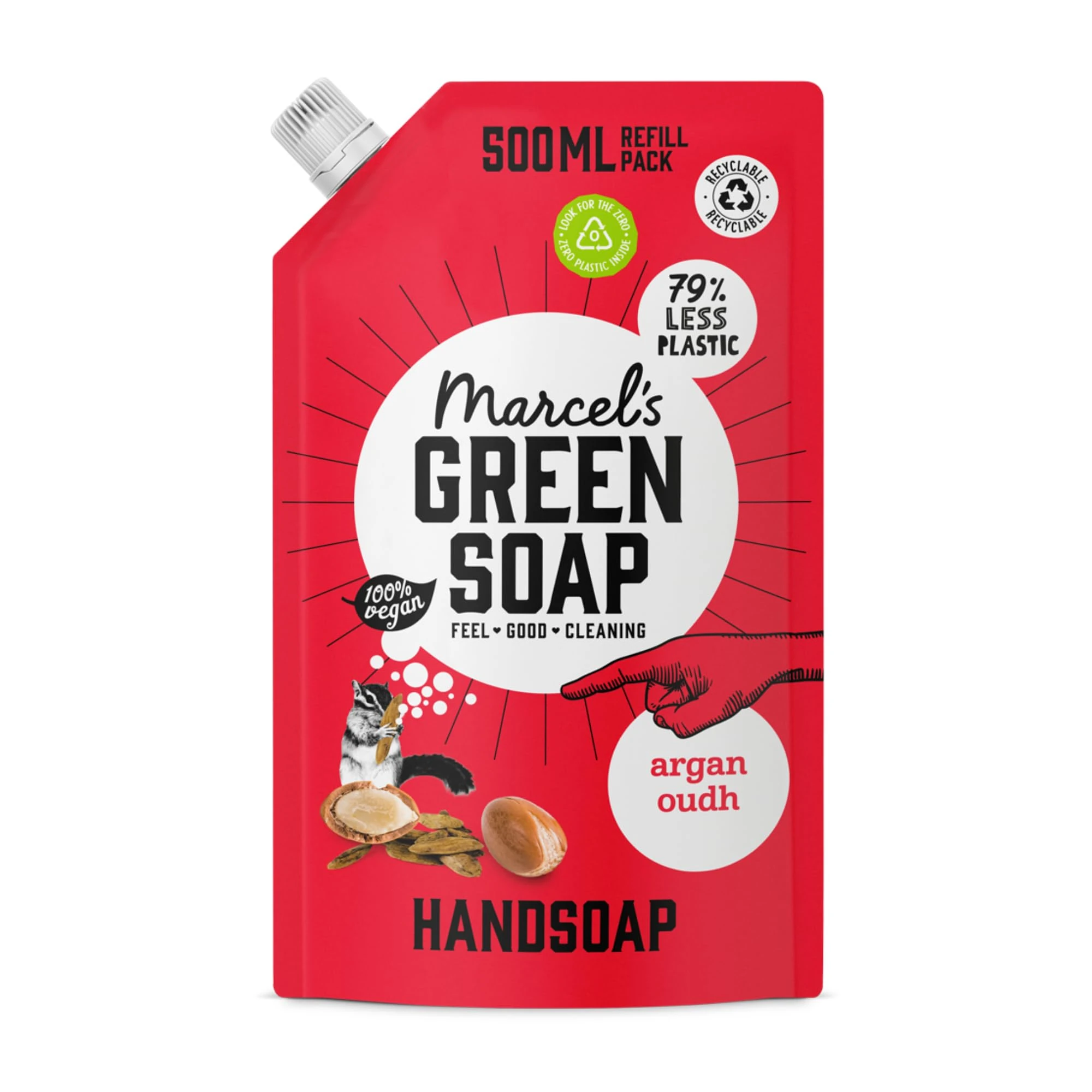 Marcel's Green Soap - Hand Soap Refill Argan & Oudh - Handwash Dispenser Refill - 100% Eco friendly - 100% Vegan - 97% Biodegradable - 500 ML