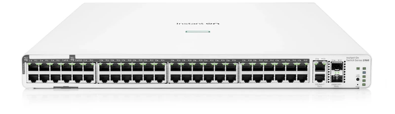 HPE Networking Instant On Switch Series 1960 48-Port Gb Smart-managed Layer 2+ Ethernet Switch with PoE | 48x 1G | 2x 10GBase-T, 2x SFP+ | 40x CL4, 8x CL6 PoE 600W | Stackable | UK Cord (JL809A#ACC)