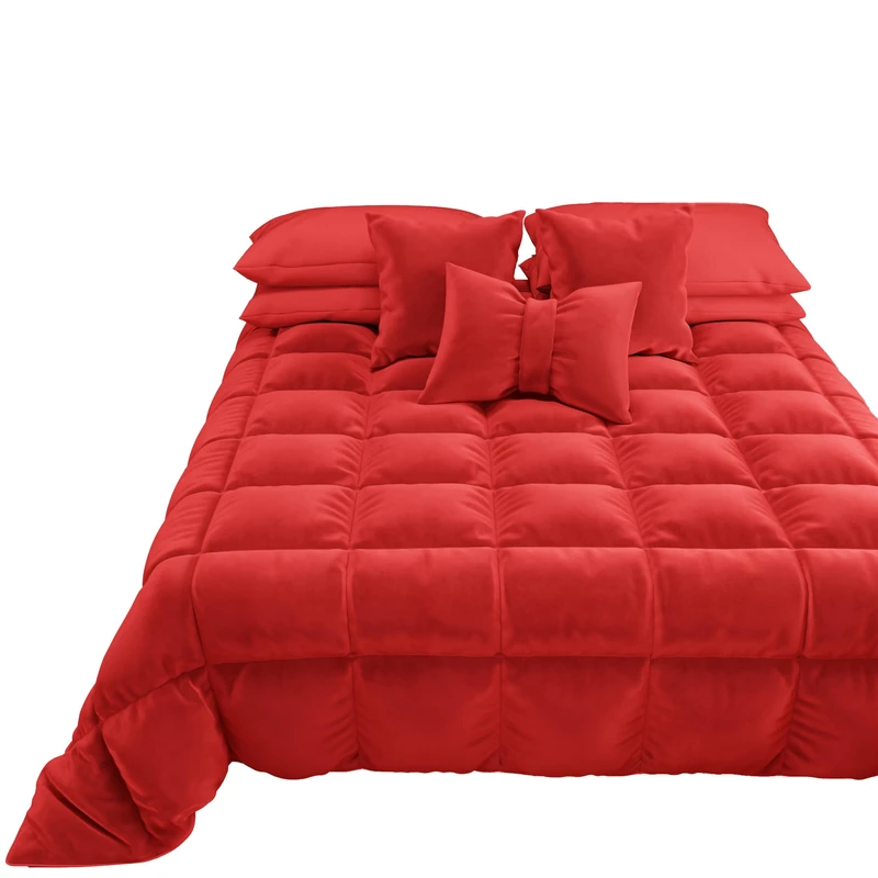 PETTI Artigiani Italiani - Soft and Warm Velvet Duvet, 350 g/m², Double Sided, 260 x 270 cm, Red, 100% Made in Italy