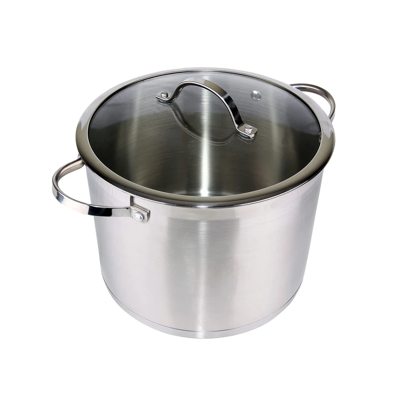 Denby - Stainless Steel Stockpot with Lid 10000ml, 26cm - Featuring a 5.5mm Encapsulated Base to Help Prevent Food Sticking - Diswasher, Oven, and Freezer Safe, Silver