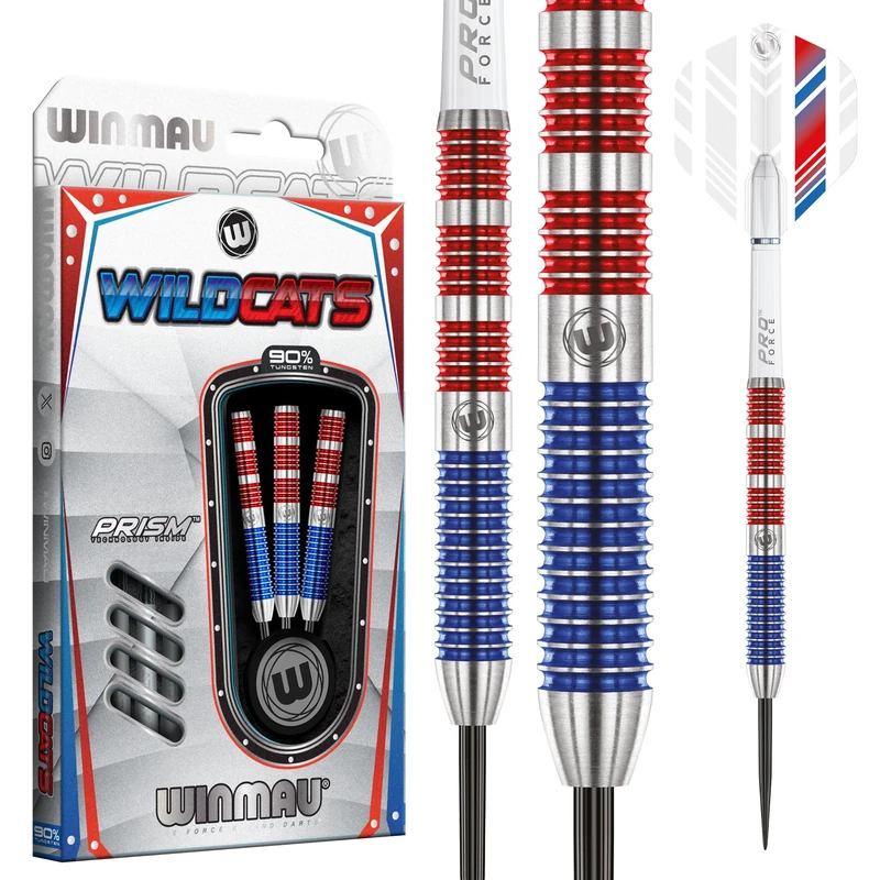 WINMAU - Wildcats Series 23g - 90% Tungsten Darts - Professional Steel Tip Darts Set with Dart Flights and Shafts