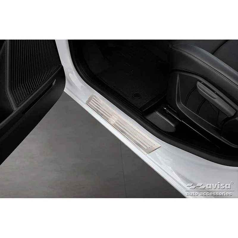 Avisa Stainless Steel Door sill protectors compatible with Renault Express Furgon 2021- 'Lines' - 2-pieces