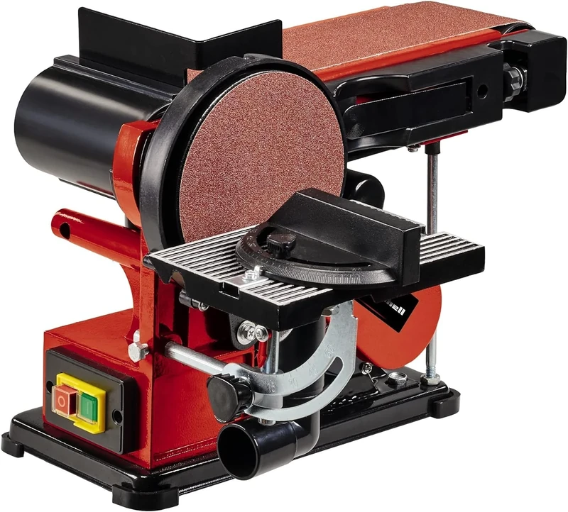 Einhell stationary belt disc sander TC-US 380 (380 W, stationary belt speed 292 m/min, sanding pad speed 1,450 rpm, incl. 1x sanding belt K80 and 1x disc sandpaper K80)