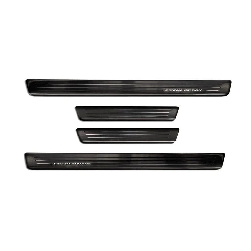 Avisa Black Stainless Steel Door sill protectors compatible with Volkswagen ID.4 2020- - 'Special Edition' - 4-pieces
