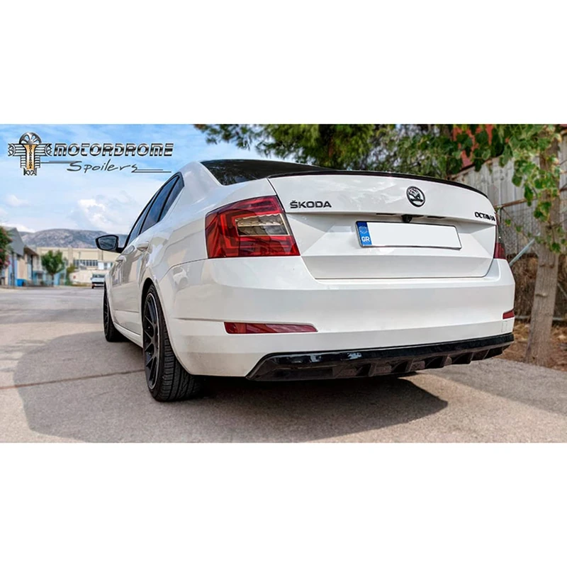 Motordrome Rear bumper skirt (Diffuser) compatible with Skoda Octavia III Sedan/Kombi 2013-2020 excl. RS/Scout (ABS)
