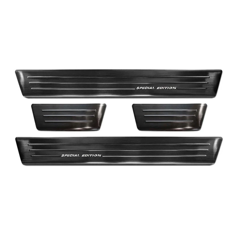 Avisa Black Stainless Steel Door sill protectors compatible with Ford EcoSport Facelift 2017- - 'Special Edition' - 4-pieces