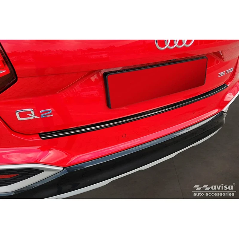 Avisa Black Stainless Steel Rear bumper protector compatible with Audi Q2 Facelift 2020-