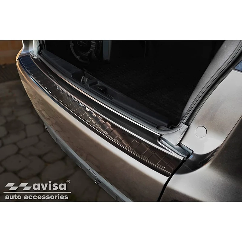 Avisa Black Stainless Steel Rear bumper protector compatible with Mitsubishi Outlander II/Citroën C-Crosser/Peugeot 4007 2006-2012 'Ribs'