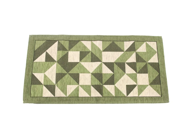 BIANCHERIAWEB Rug Runner Kitchen Living Room Stain Resistant Retro Non-Slip Origami 55x240, Green