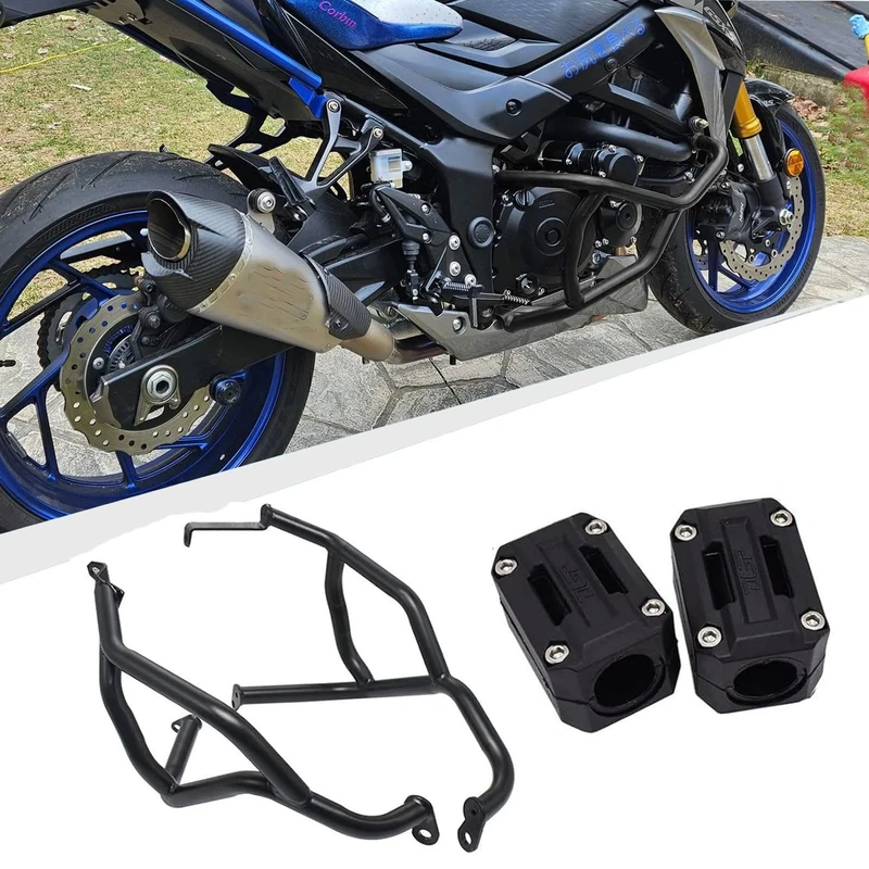 Midimttop Engine Bumper Guard Crash Bar Protection Frame Sliders Compatible with Su-zu-ki GSX-S 750 GSXS 750 G-SXS750 2017 2018 2019 2020 2021 2022 2023