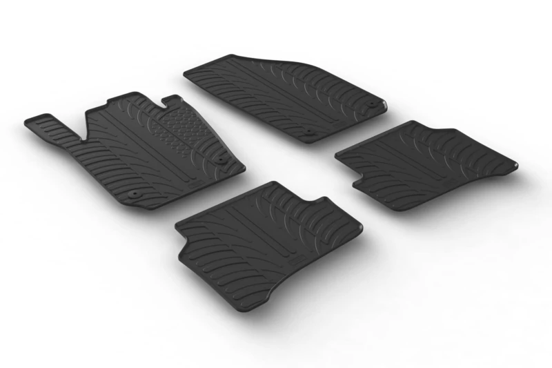 Gledring Rubber car mats set LHD compatible with Skoda Enyaq iV 2020- & Enyaq Coupe iV 2022- (T profile 4-pieces + mounting clips)