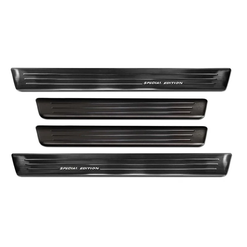 Avisa Black Stainless Steel Door sill protectors compatible with Renault Kangoo III Furgon & Nissan Townstar & Mercedes Citan 2021- - 'Special Edition' - 4-pieces