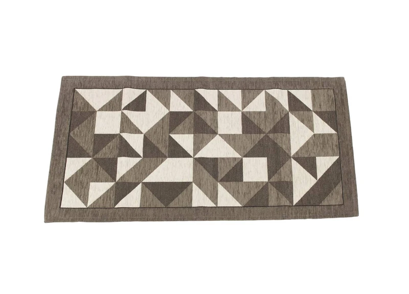 BIANCHERIAWEB Rug Runner Kitchen Living Room Stain Resistant Retro Non-Slip Origami 55x280, Mud