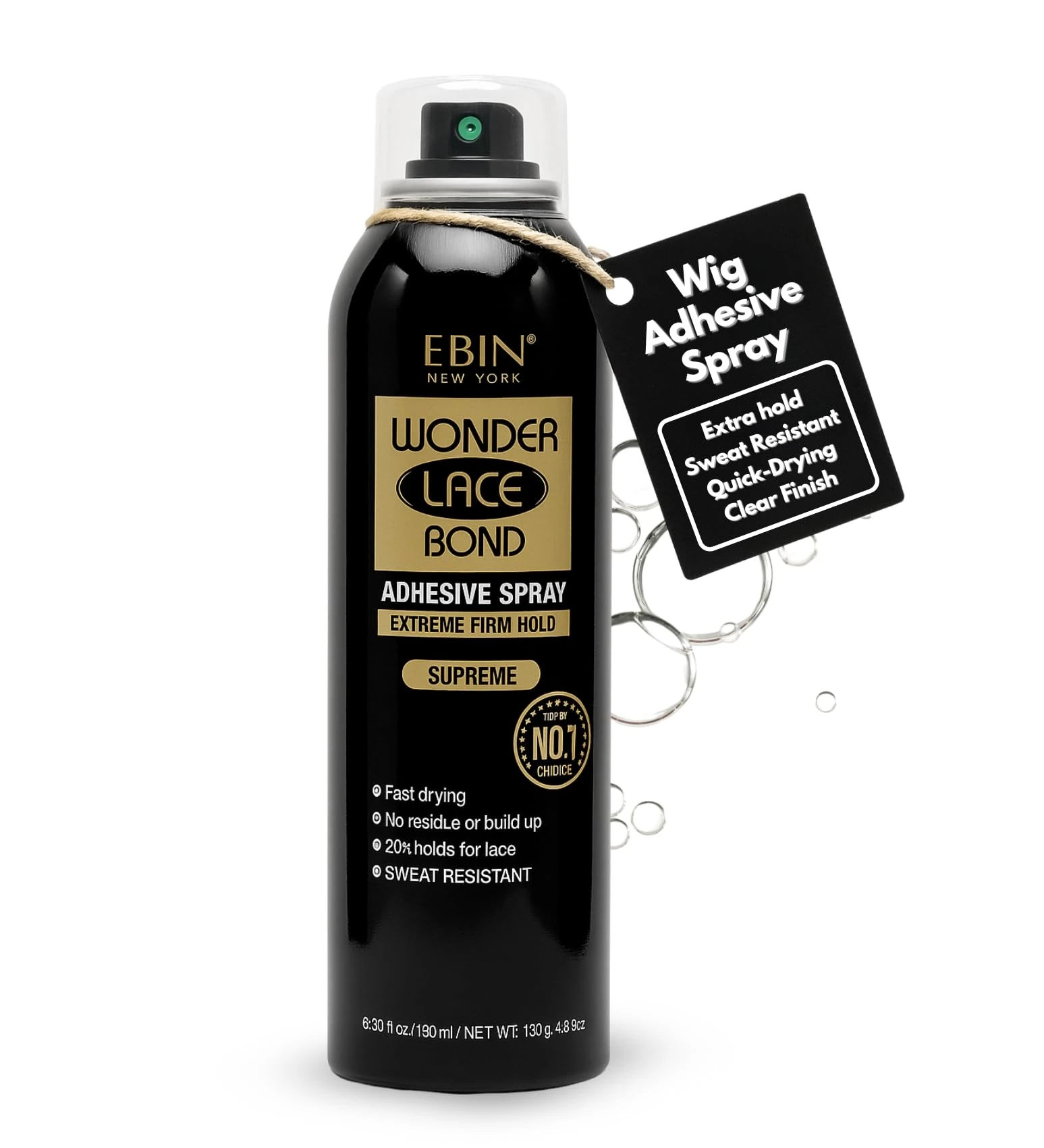 EBIN NEW YORK Wonder Lace Bond Adhesive Spray Supreme - Extreme Firm Hold 180ml | Supreme Use, Fast Drying, No Residue, No Build-up, Powerful Hold, All-day Hold, Easy Daily Wig Install