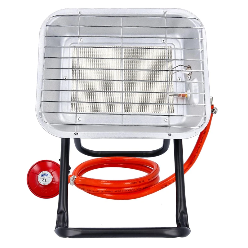 Portable Gas Heater 4.5 kW Piezo Ignition Suitable for Calor Gas, with Heating Area 20-60 sqm, 150cm Hose, Clip On Regulator, Free-Standing Propane Room Garage Warmer TOUGH MASTER