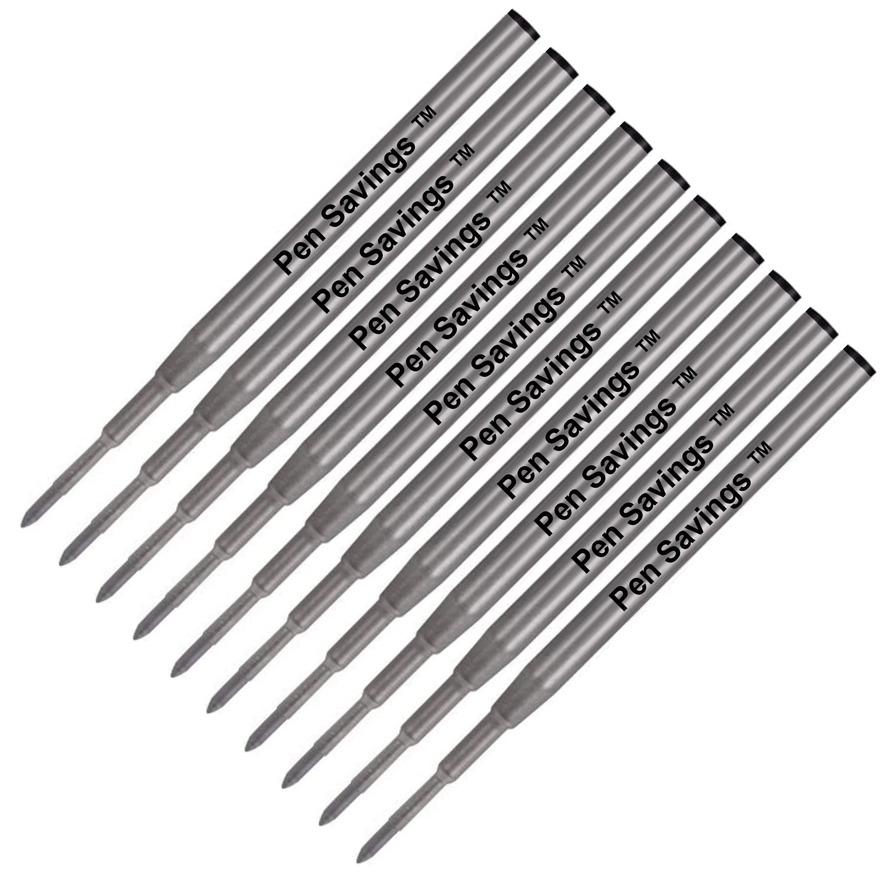 10 Pack, Pen Savings Ballpoint Pen Refills Compatible with Montblanc Twist Style Ballpoint Pens, Medium Point (Bulk Packed) (Black)