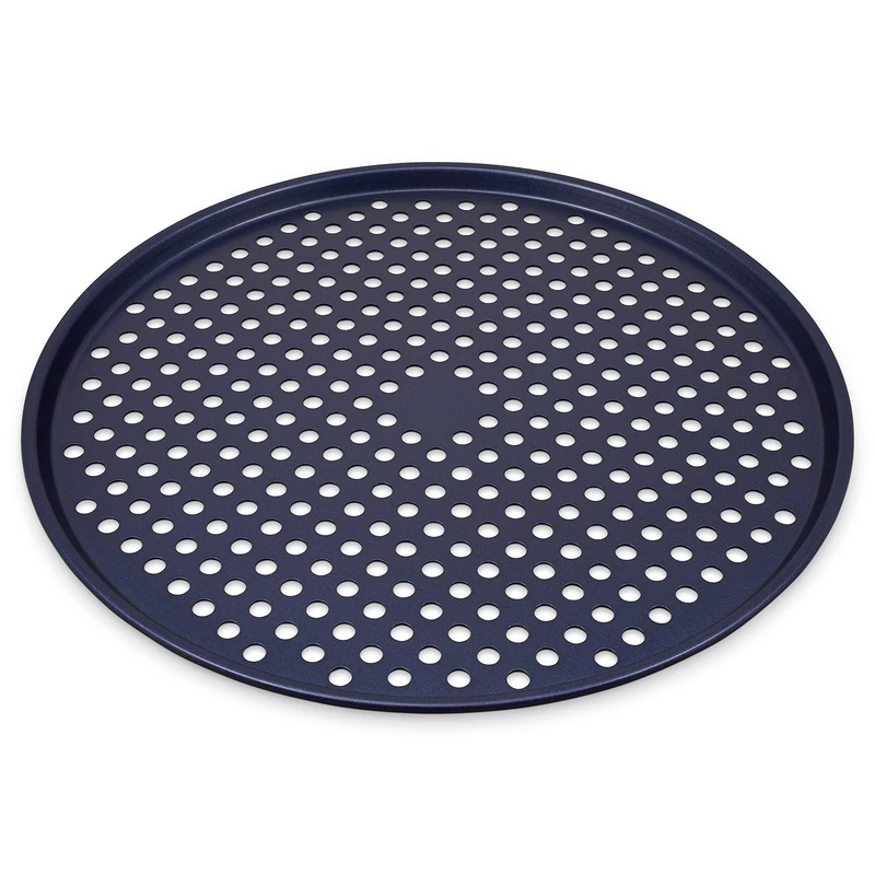 Zyliss Non-Stick Pizza Tray, 36cm/14in, PFAS Free Carbon Steel, Dark Blue, Pizza Pan/Baking Tray for Pizza Oven, Dishwasher Safe