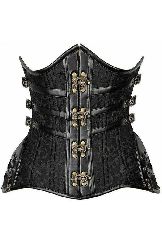 Daisy corsets Women's Curvy Steampunk Steel Double Boned Under Bust Corset, Black, 3X - Image 1