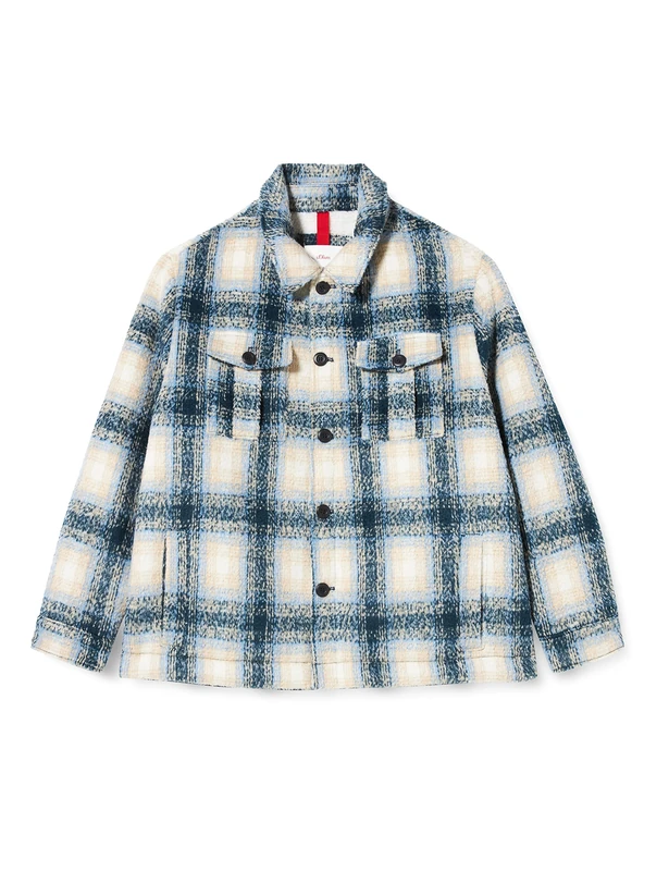 s.Oliver Big Size Men's Jacke langarm Long sleeve jacket, dark blue check, XXL