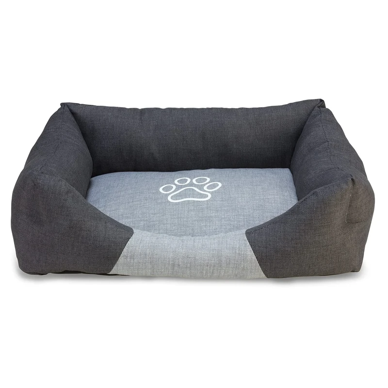 Arquivet Square Bed Black and Grey Footprint for Dogs, 50 x 45 x 17 cm, Dog Bed, Padded and Comfortable, Washable, for Pet Beds and Dog Beds