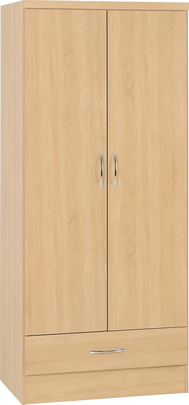 Seconique Nevada 2 Door 1 Drawer Wardrobe in Sonoma Oak Effect