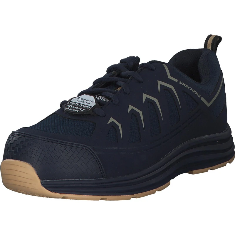 Skechers Men's Malad Ii Work Shoes, Navy/Tan Textile/Synthetic, 10.5 UK