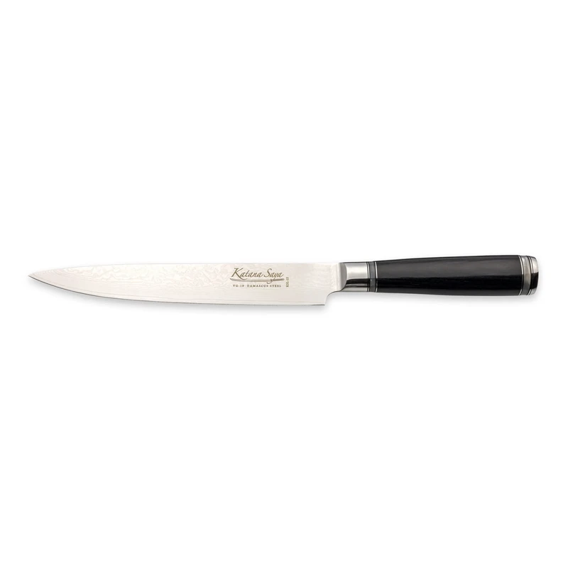 Katana Saya Pakkawood 20cm Carving Knife, 67-Layer VG-10 Damascus Stainless Steel, Black Pakkawood Handle