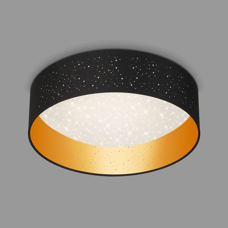 Briloner LED Fabric Ceiling Light - 18W, 2200LM, 40cm Black/Gold