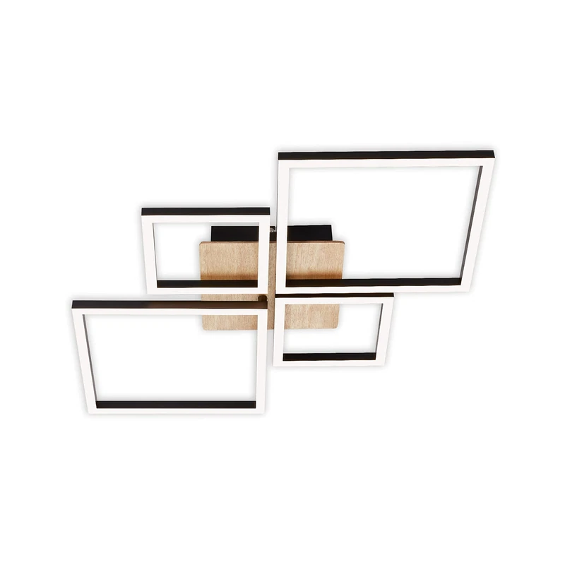 BRILONER Leuchten - LED Ceiling Light Swivelling Ceiling Light Dimmable 48 Watt 4,000 Lumen 3,000 Kelvin Black Wood 750 x 470 x 73 mm (L x W x H)