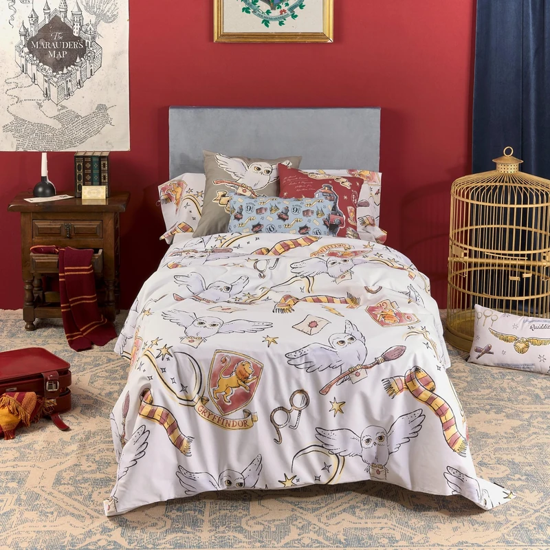 BELUM | Harry Potter Duvet Cover | Hedwig Model Duvet Cover | Duvet Cover with Buttons | 100% Cotton Duvet Cover | Quality Duvet Cover | Duvet Cover (90 cm Bed (155 x 220 cm))
