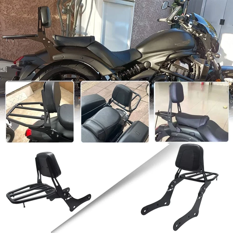 Midimttop Passenger Backrest Sissy Bar with Luggage Rack and Backrest Pad Compatible with Ka-wa-sa-ki Vulcan S 650 VN650/EN650 2015 2016 2017 2018 2019 2020 2021 2022 2023