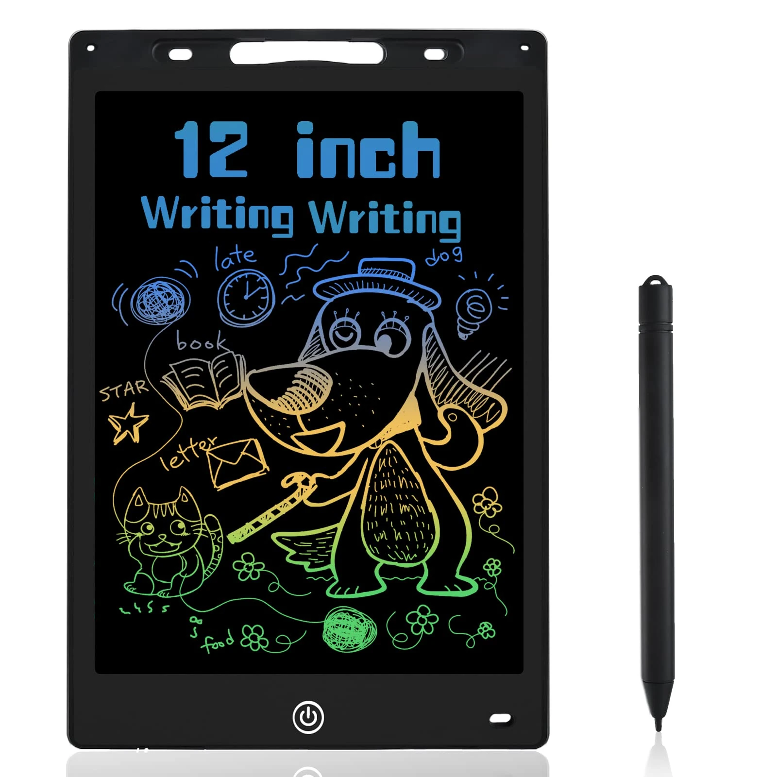LCD Writing Tablet, 12 Inch Colorful Electronic Kids Drawing Board, Portable Graphics Pad with Lock Function, Reusable Message Memo Board for Home, School & Office