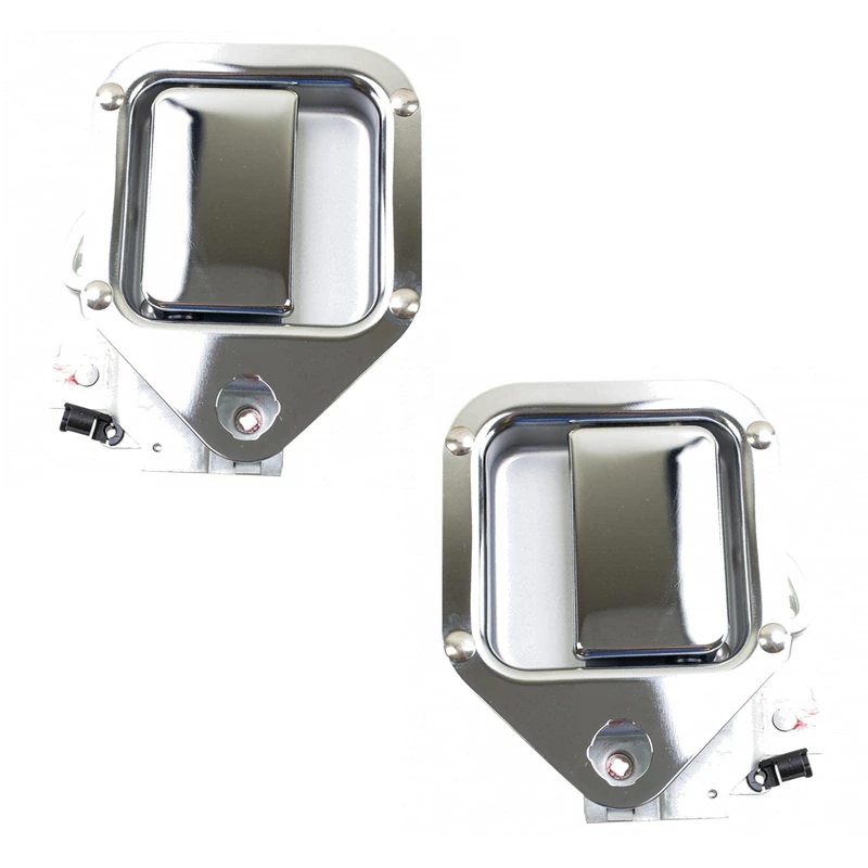 TRQ Front Metal Exterior Door Handle Pair Set Chrome LH RH Sides Compatible with Kenworth
