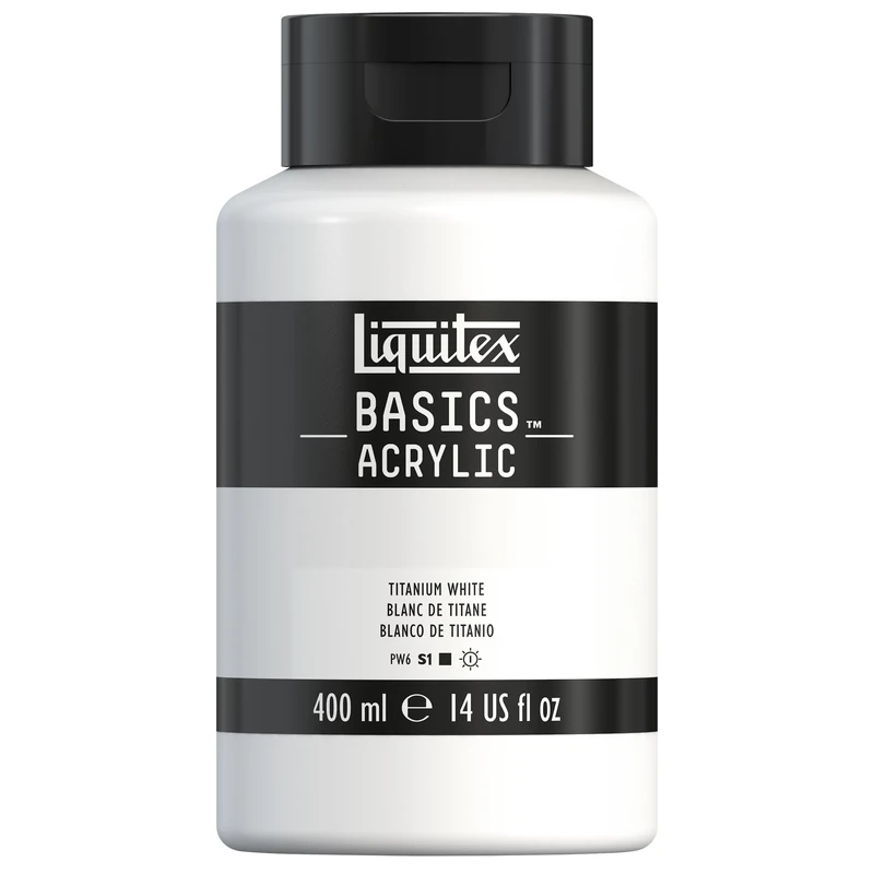 LIQUITEX Basics Acrylic Paint, Titanium White, 400 ml Bottle (8870337) - Image 1