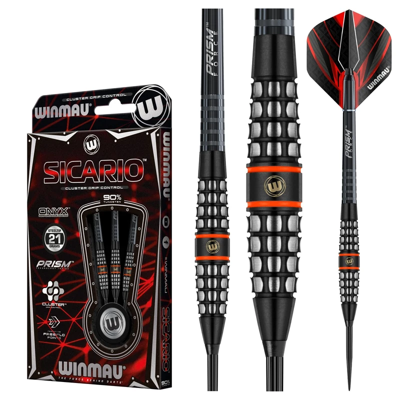 WINMAU Sicario 21 gram Tungsten Darts Set with Flights and Stems (Shafts) - Image 1