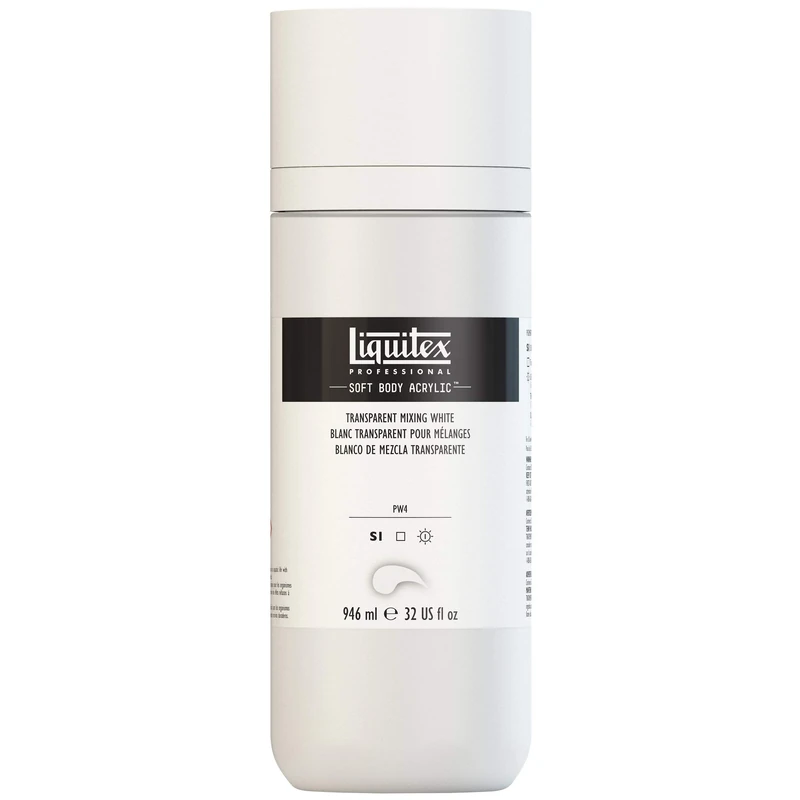 Liquitex Professional Soft Body Acrylic Paint, Transparent Mixing White, 946 ml Bottle