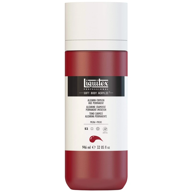 Liquitex Professional Soft Body Acrylic Paint, Alzarin Crimson Hue Permanent, 946 ml Bottle